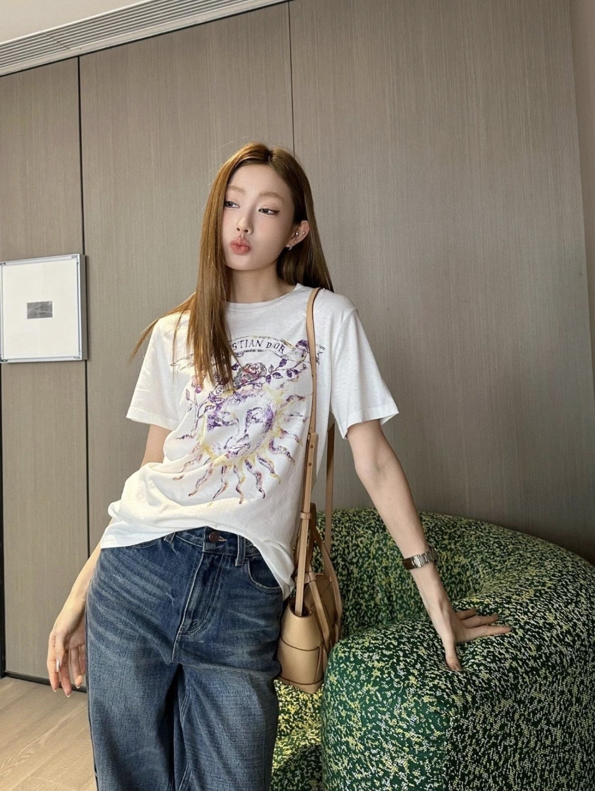 99新 DIOR/迪奥 24新款紫色太阳花印花短袖T恤 s码00932