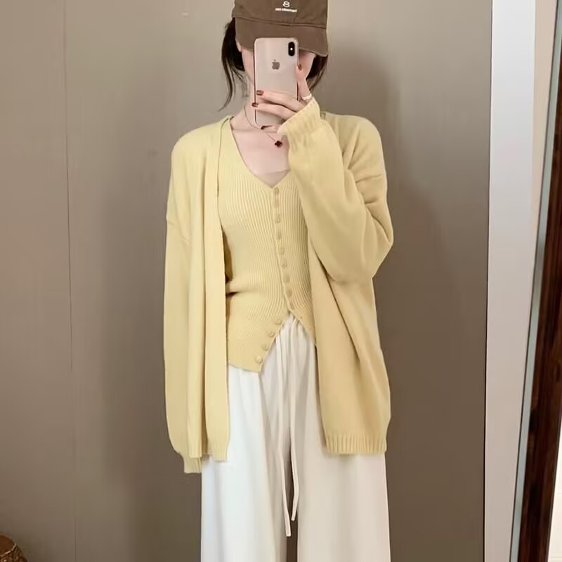 【原版正版】甜美气质两件套2025毛衣免穿搭时尚高级感针织衫套装