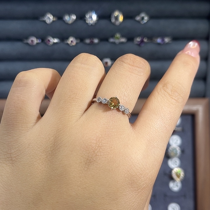 烟晶银S925镶嵌戒指