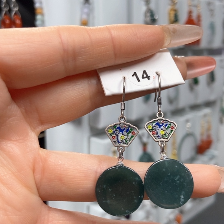 【闪购商品】翡翠耳饰银S925镶嵌耳饰