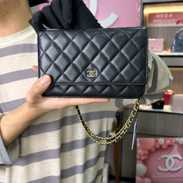 99新 Chanel/香奈儿 黑金荔枝牛发财包（芯片）