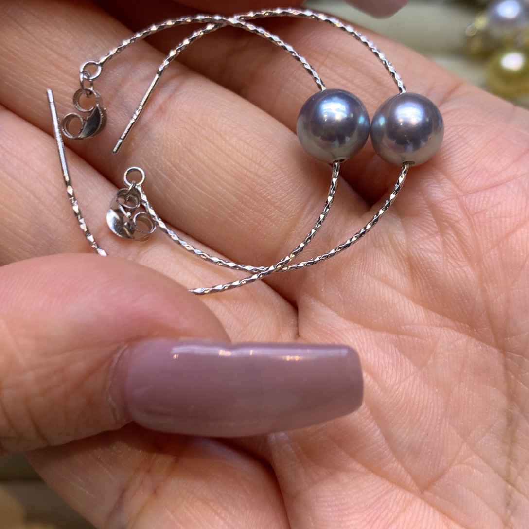 银S925镶嵌耳饰海水珍珠