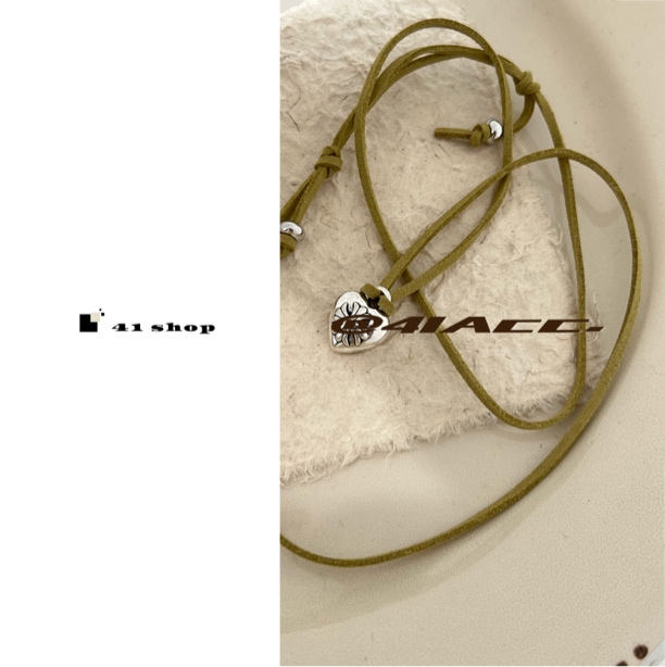 非金属皮质项链 A550 爱心克克绿色绳双面项链