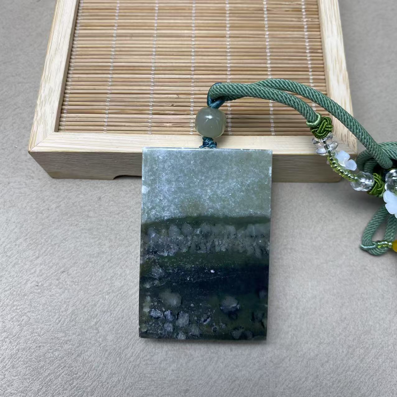 天然新疆和田玉无事牌吊坠-v230-多样性发一