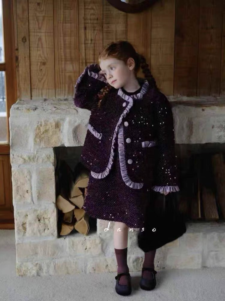 2025秋冬新款女童小香风外套背心裙儿童名媛财阀千