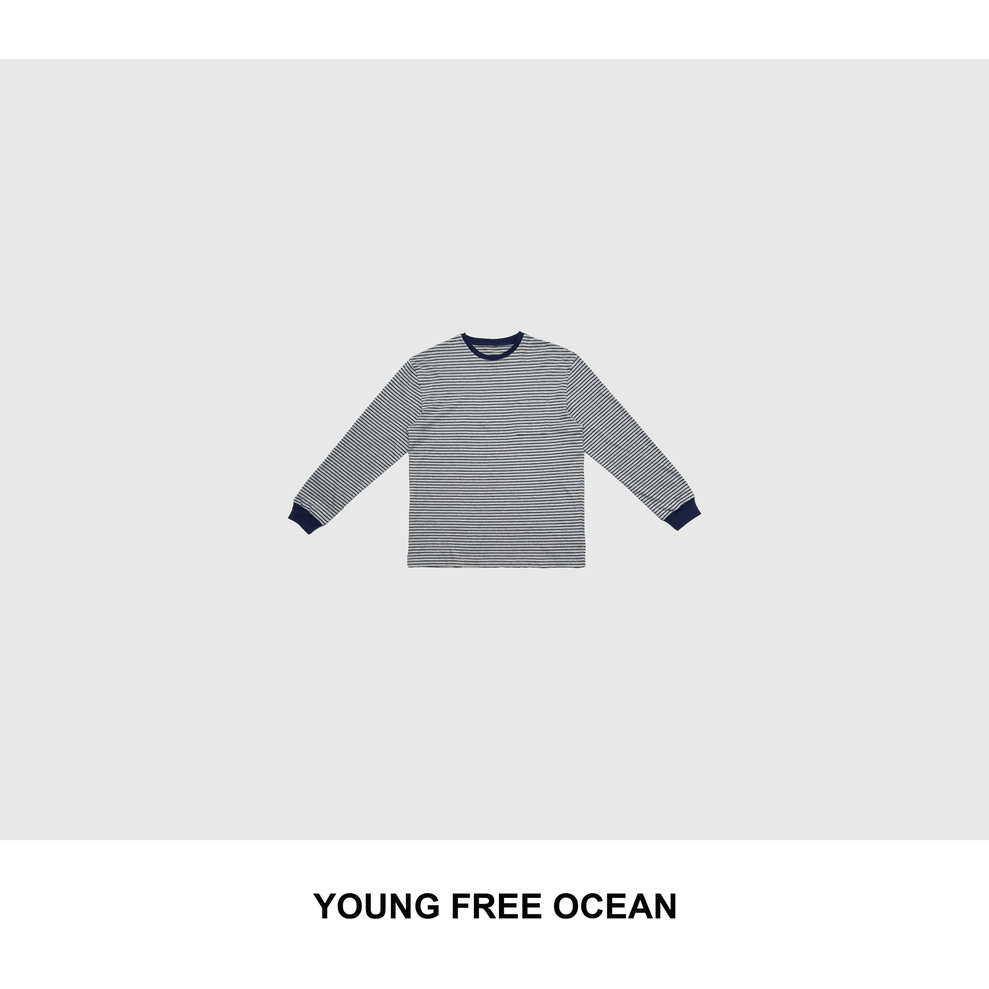 YOUNG FREE OCEAN2025秋冬款 小口袋细条纹长袖T恤1750
