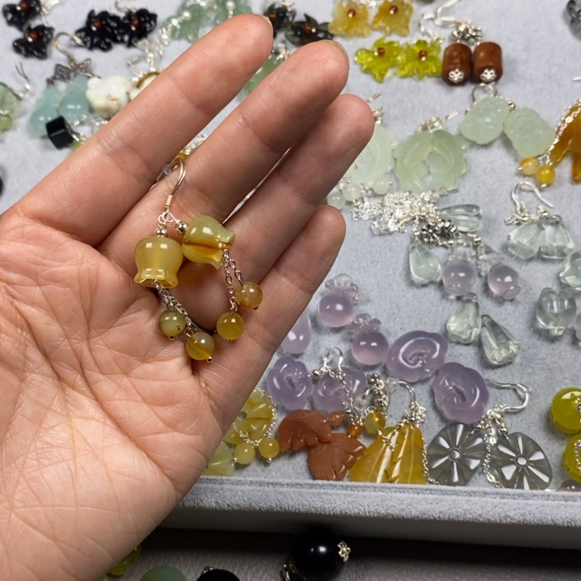 【闪购商品】蛇纹石玉挂件耳饰耳环项链未镶嵌