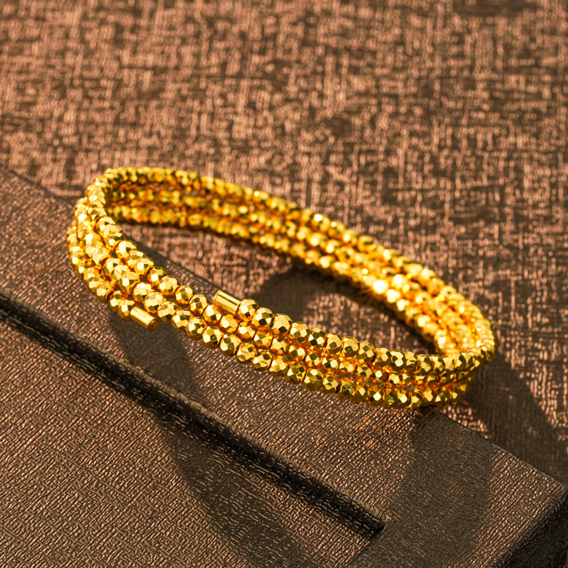 足银手镯 卡3蹦迪手镯弹力三圈素款经典光珠时尚叠戴气质