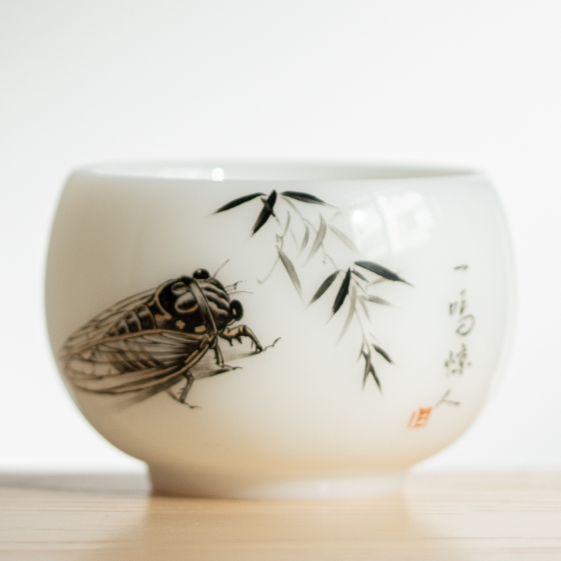 志保堂德化白瓷茶杯羊脂玉瓷茶具素烧品茗大号单杯主人杯家用陶瓷