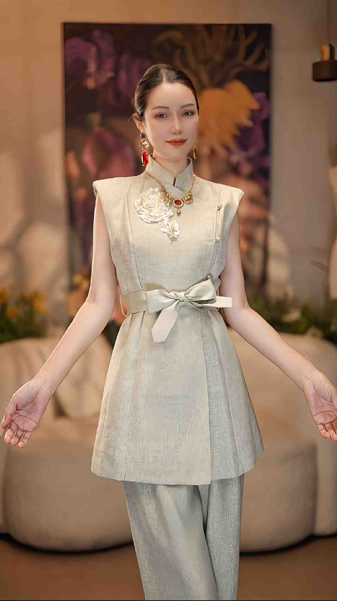 【公主高定】【半夏晨露】亚麻金丝马夹5107316