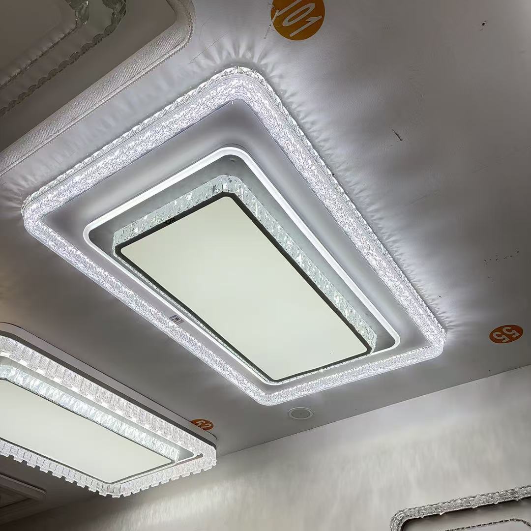 高端冰雕客厅餐厅大气长方形吸顶灯三色变光LED智能语音新款灯具