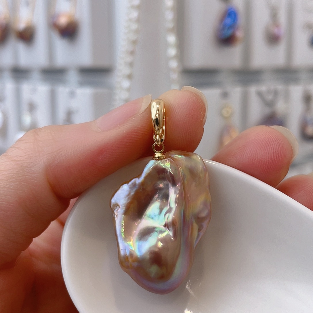 淡水珍珠颈饰银S925镀金镶嵌