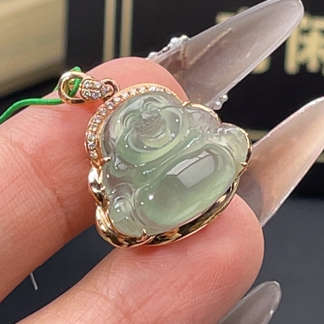 翡翠未镶嵌颈饰【万内强推】冰晴绿佛公吊坠