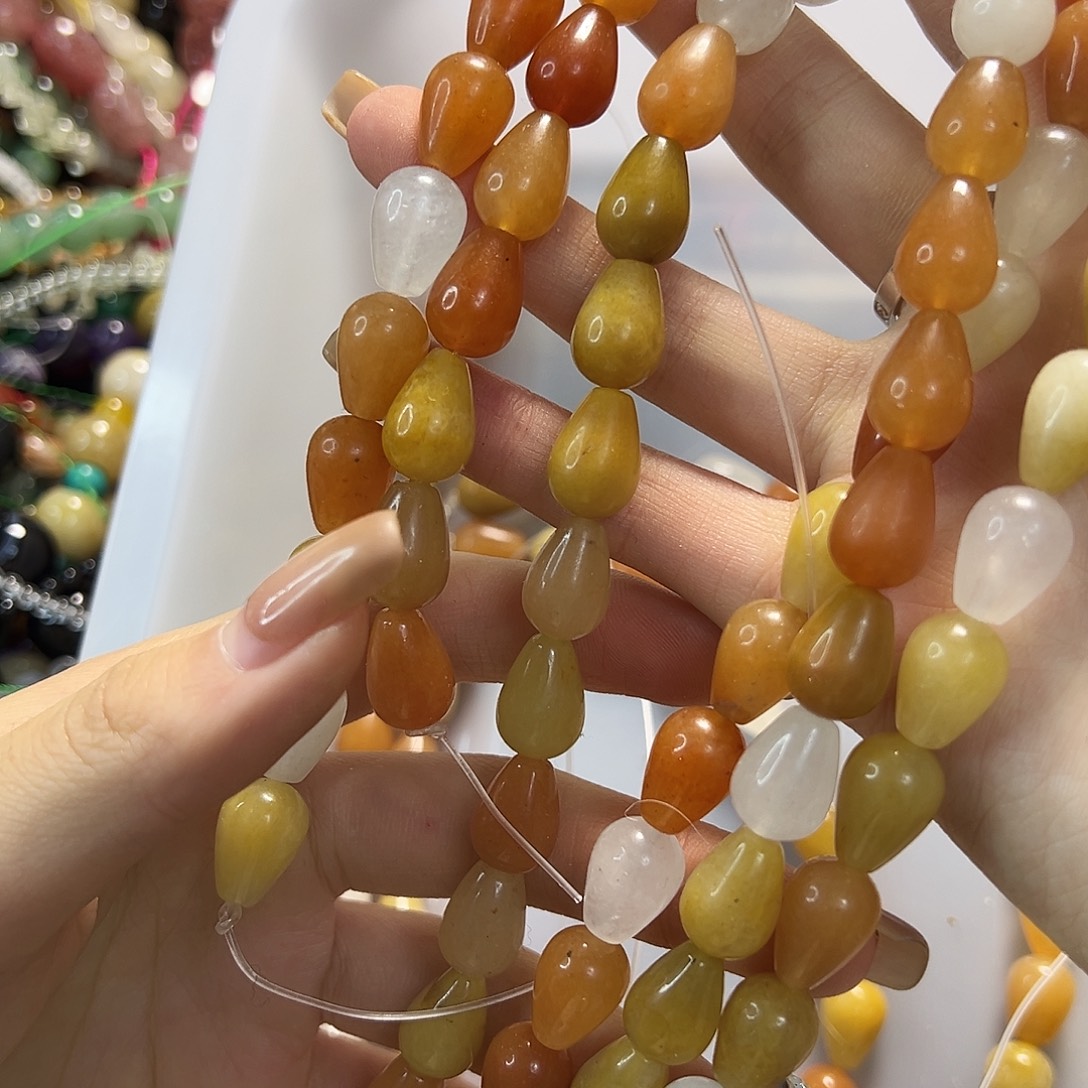 玛瑙/玉髓未镶嵌珠宝半成品金丝玉水滴一条