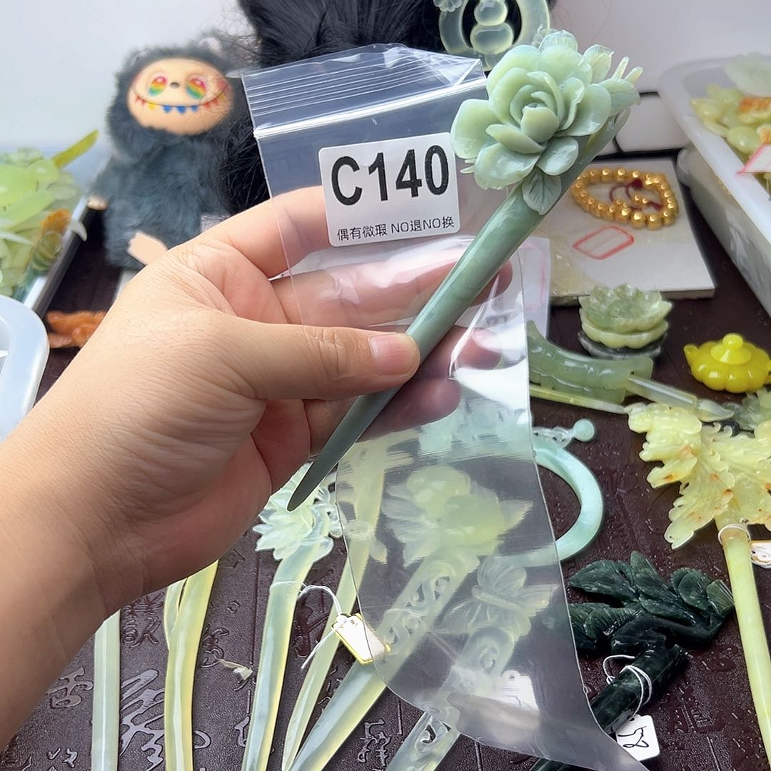 合金蛇纹石玉发饰爱****.