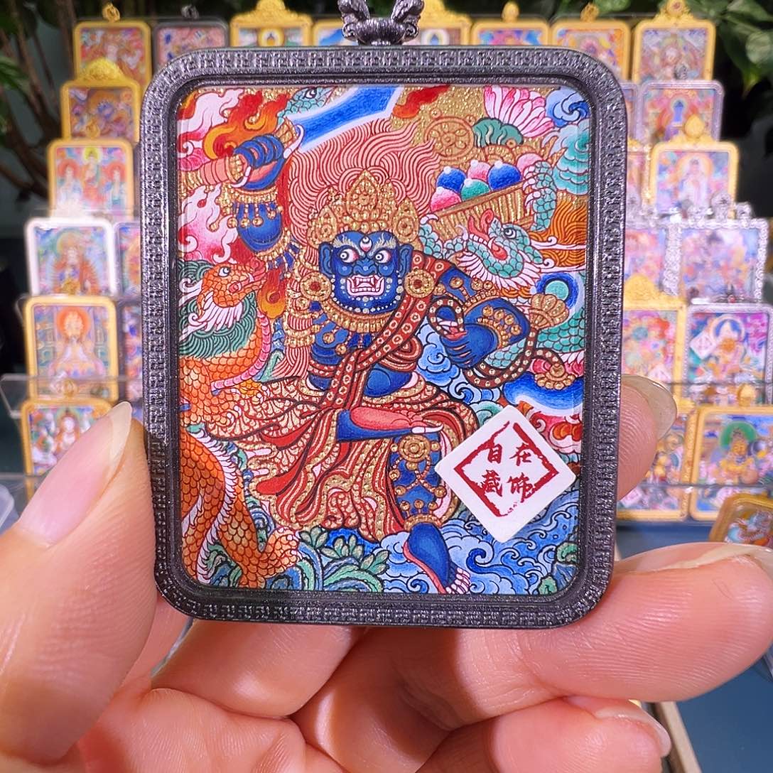 吊坠不动明热贡纯手绘唐卡