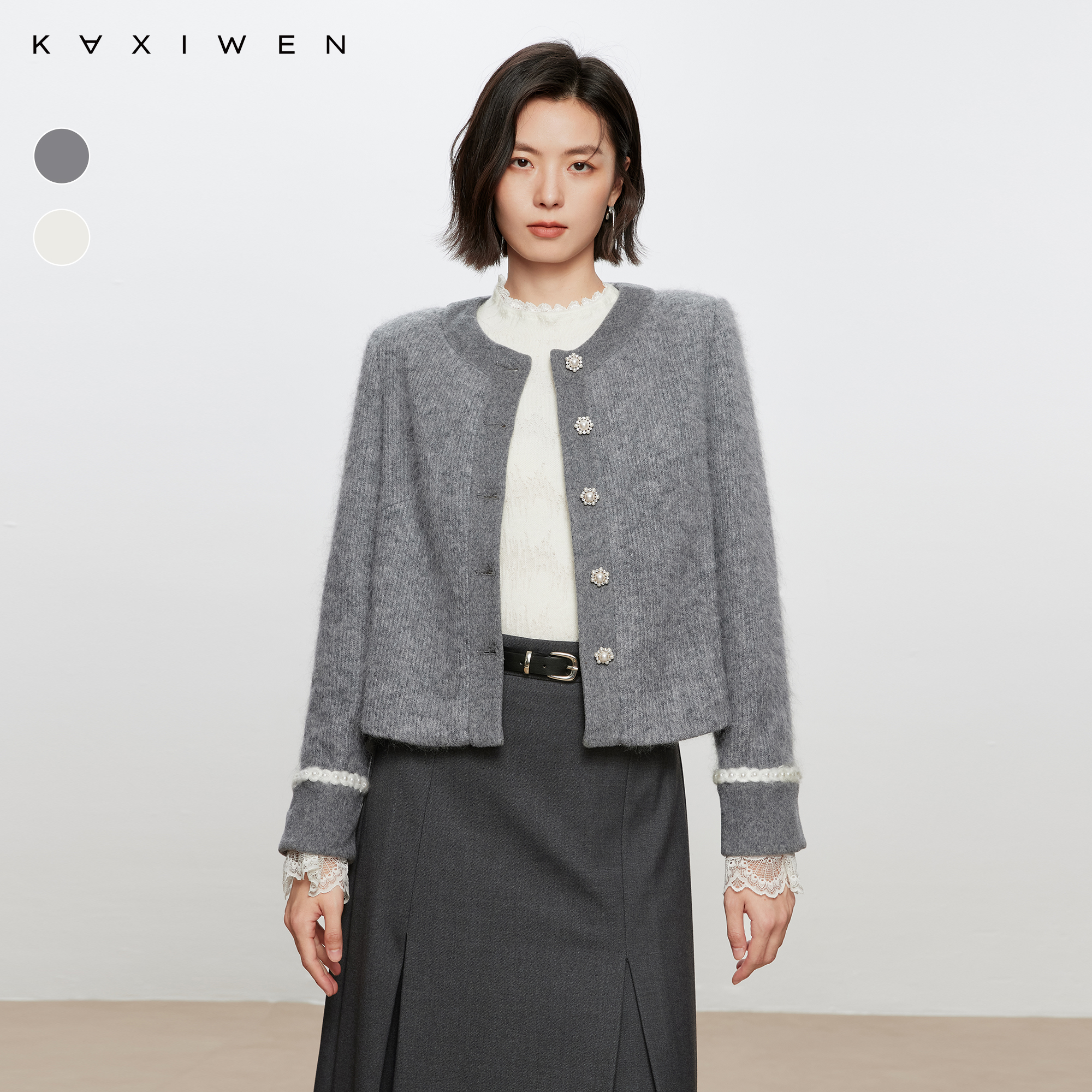 【NOJI&KXW】轻奢针织衫外套小香风碎钻扣上衣X09ADS8678