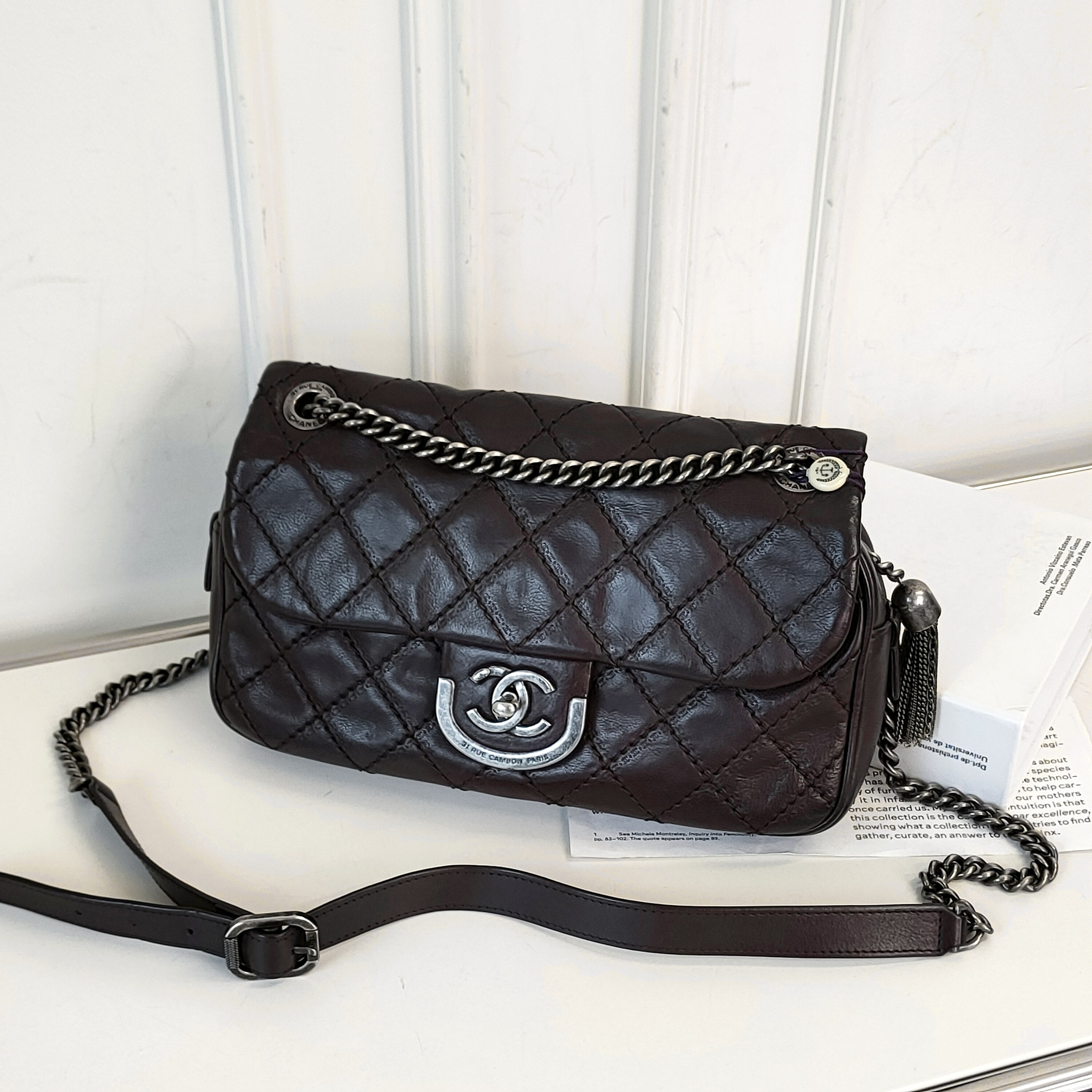 95新 Chanel/香奈儿 Azul巧克力色牛皮爱丁堡限定流苏单肩包49869