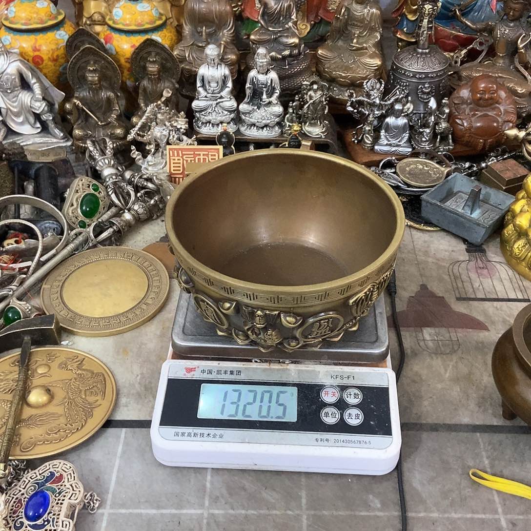 茶*老杨，黄铜摆件，老杨黄铜