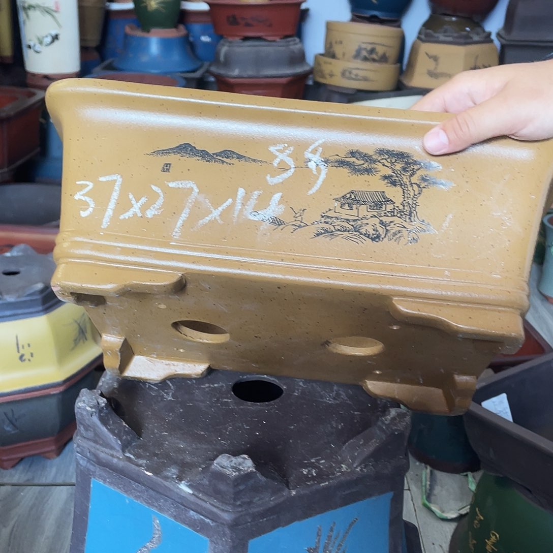 37双线柴烧马槽花盆花盆花盆
