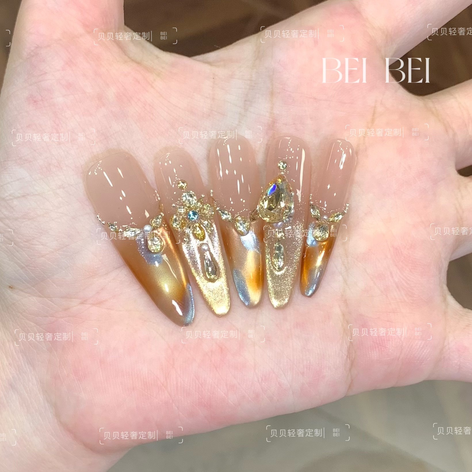 【琥珀听澜】贝贝手工美甲-可重复佩戴-掉钻包补-10片装 