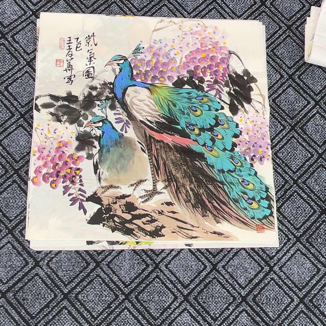国画王孝华老师四尺斗方花鸟作品旭