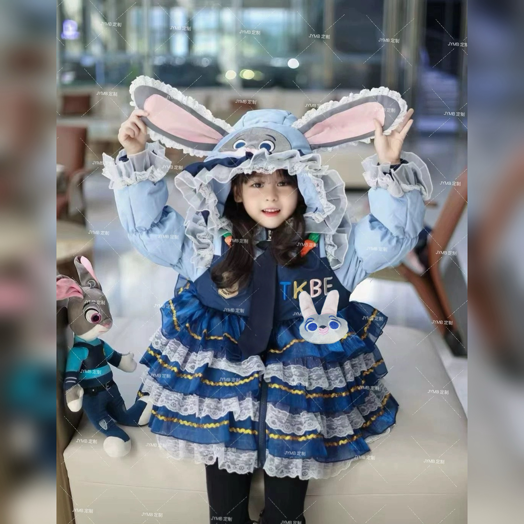 原创正版洛丽塔外套加厚卡通冬装杜邦三防羽绒棉服兔子警官cos