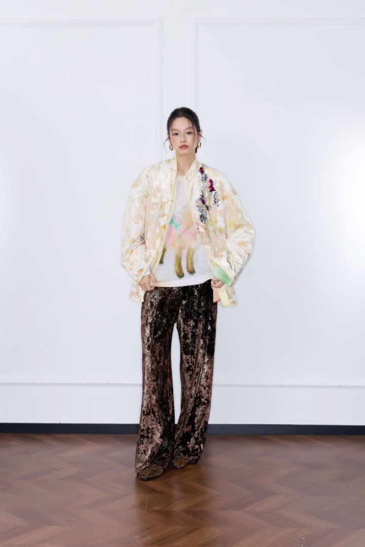 密扇新中式时尚单排扣长袖复古休闲立领女装短款棉外套宽松上衣