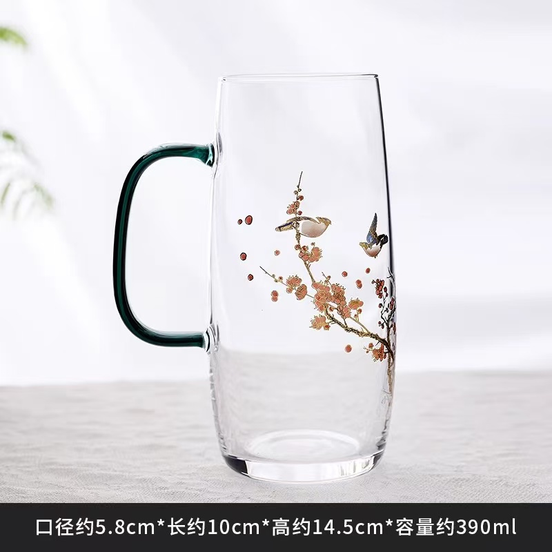 秋香茶具  喜上眉梢绿把绿茶杯水杯茶杯-6117-0824