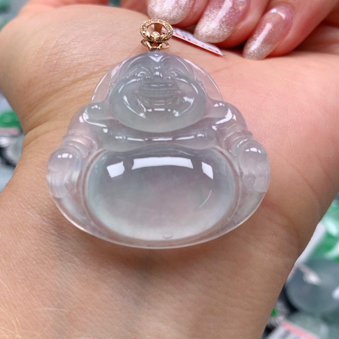 翡翠颈饰18K金镶嵌天然翡翠