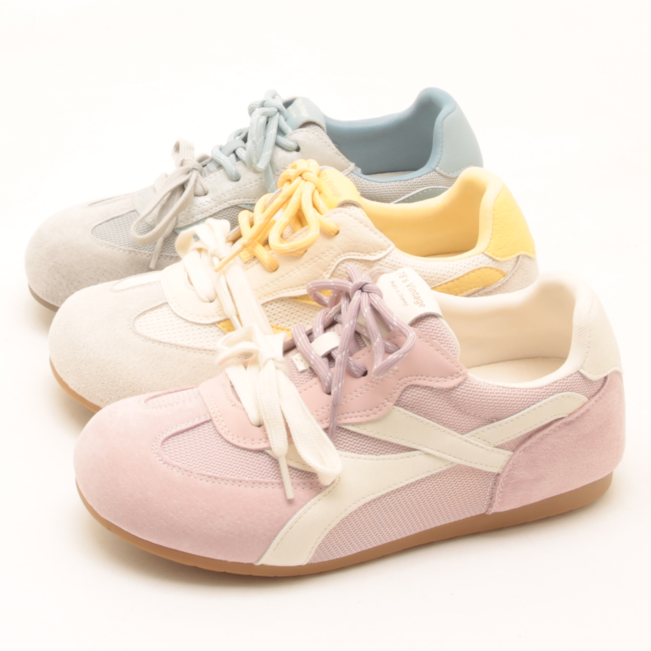 7065春夏新款网面泡芙德训鞋女芒果头真皮阿甘鞋平底休闲运动板鞋