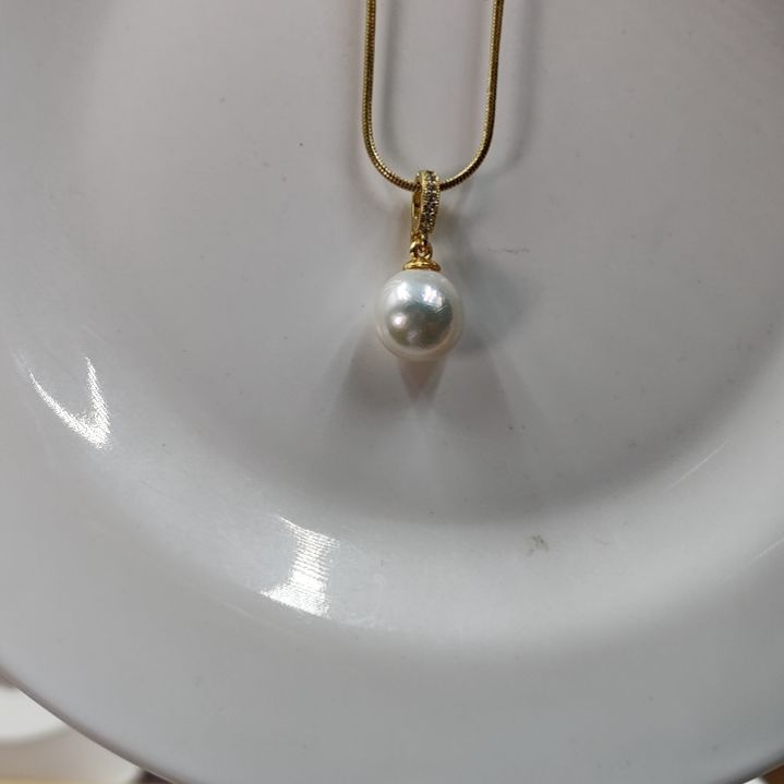 未镶嵌淡水珍珠12MM珍珠项链吊坠极光炫彩开播福利