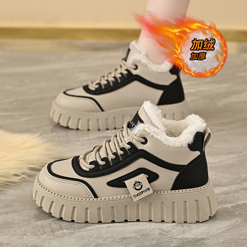 冬季新款加绒高帮鞋子女韩版百搭增高加厚保暖棉鞋休闲鞋板鞋潮鞋