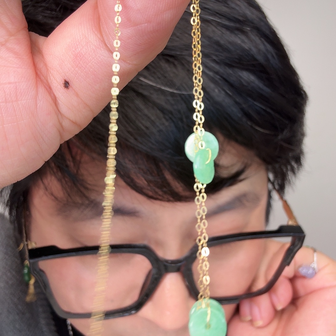 翡翠18K金镶嵌颈饰一件