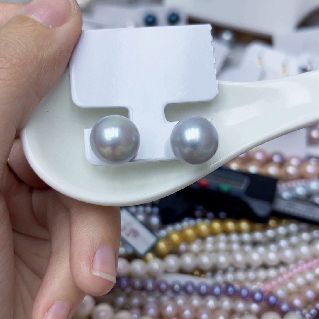 淡水珍珠耳饰银S925镶嵌