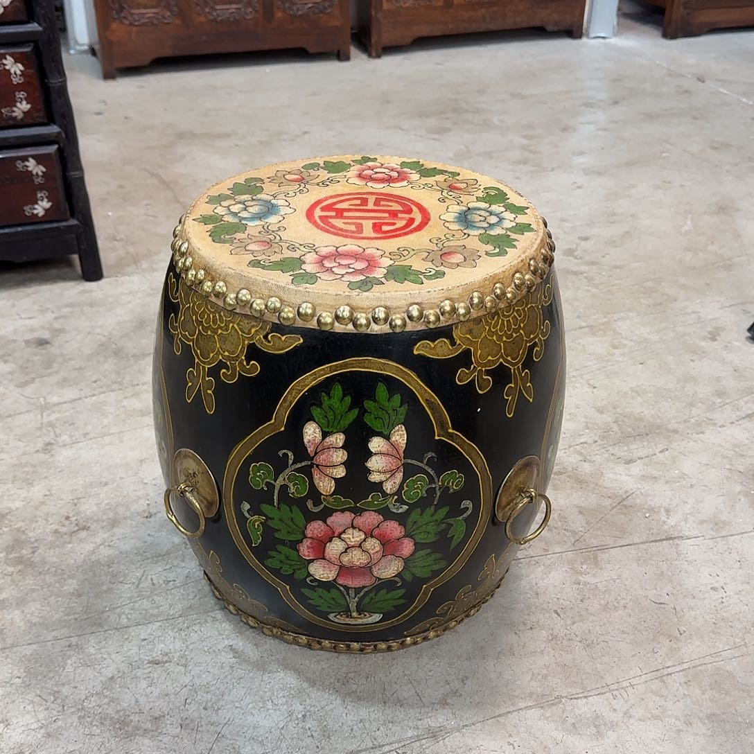 汉***月木复古装饰摆件鼓凳26/33厘米