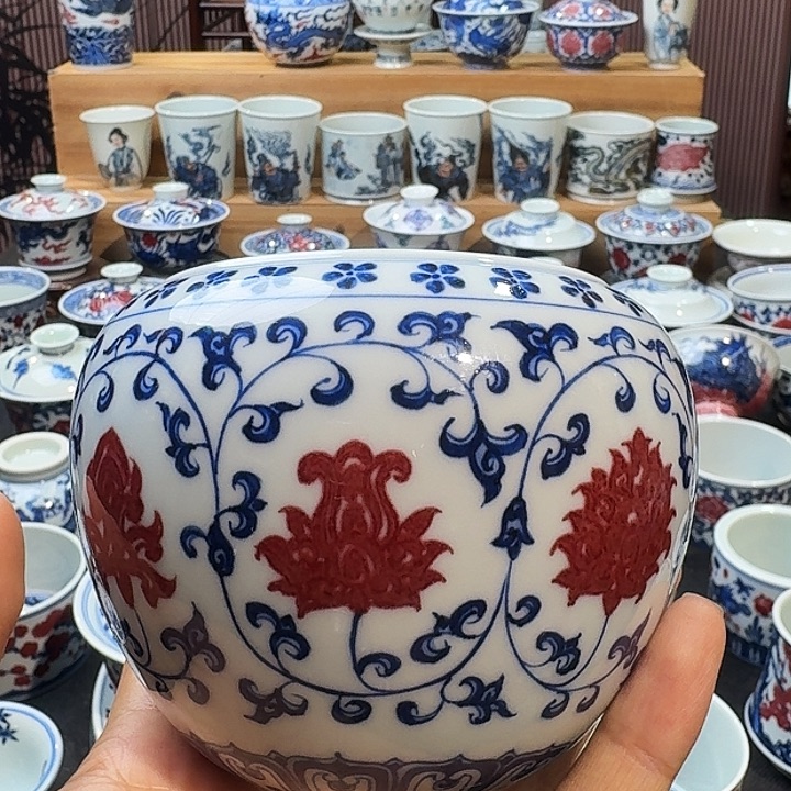 小***茶缠枝莲风水缸水洗水洗
