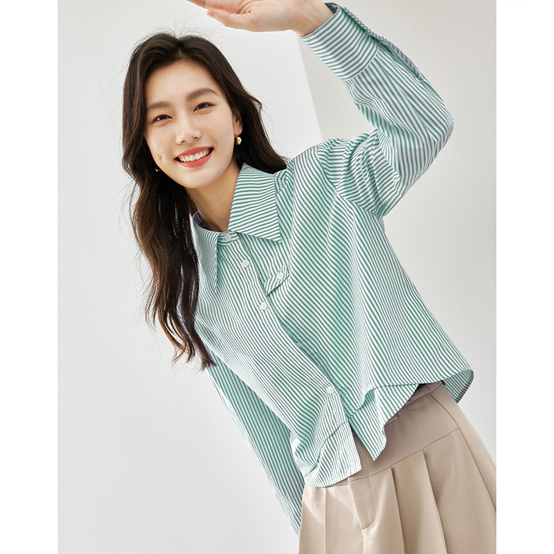 D梵希蔓气质通勤长袖衬衫女秋季新款假两件拼接衬衣别致上衣M2650