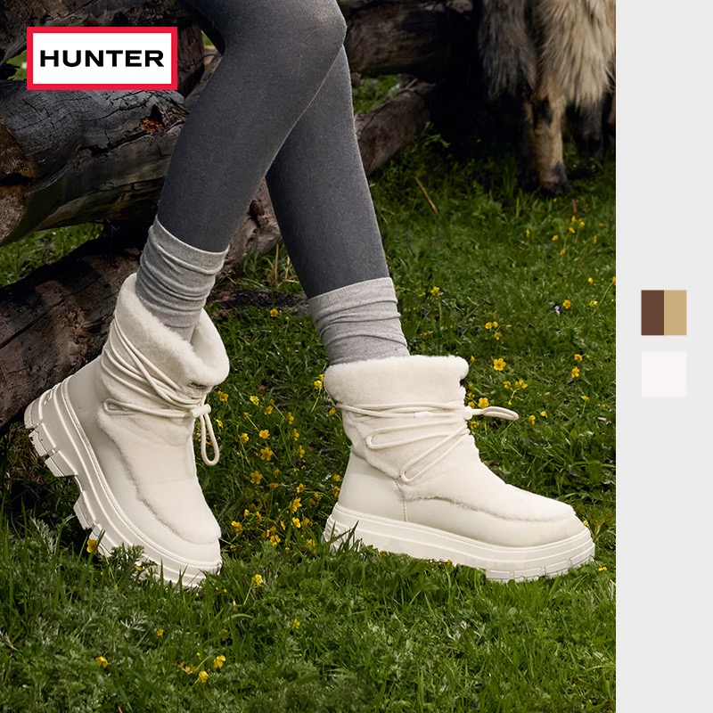 HUNTER2025秋冬新款女士毛绒中筒雪地靴加厚加绒防寒保暖休闲女鞋