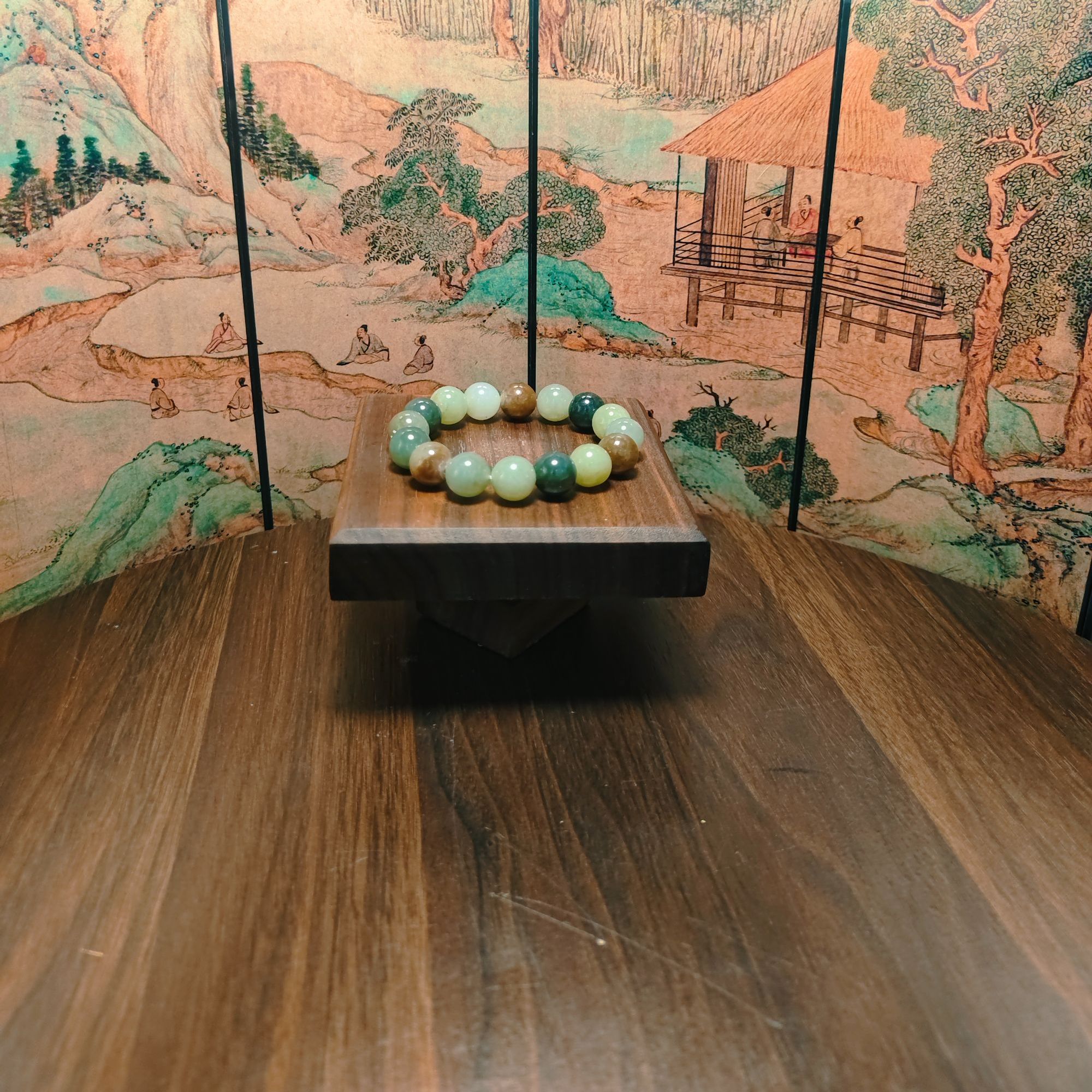  D和田玉多宝圆珠手串（卡12）0323