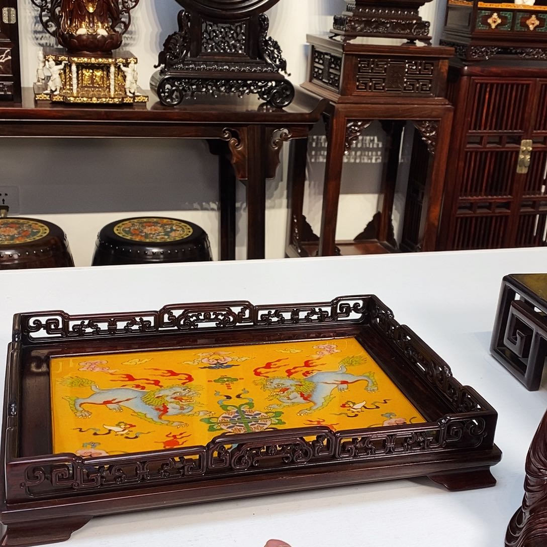 红酸枝木类成套家具大红酸枝托盘