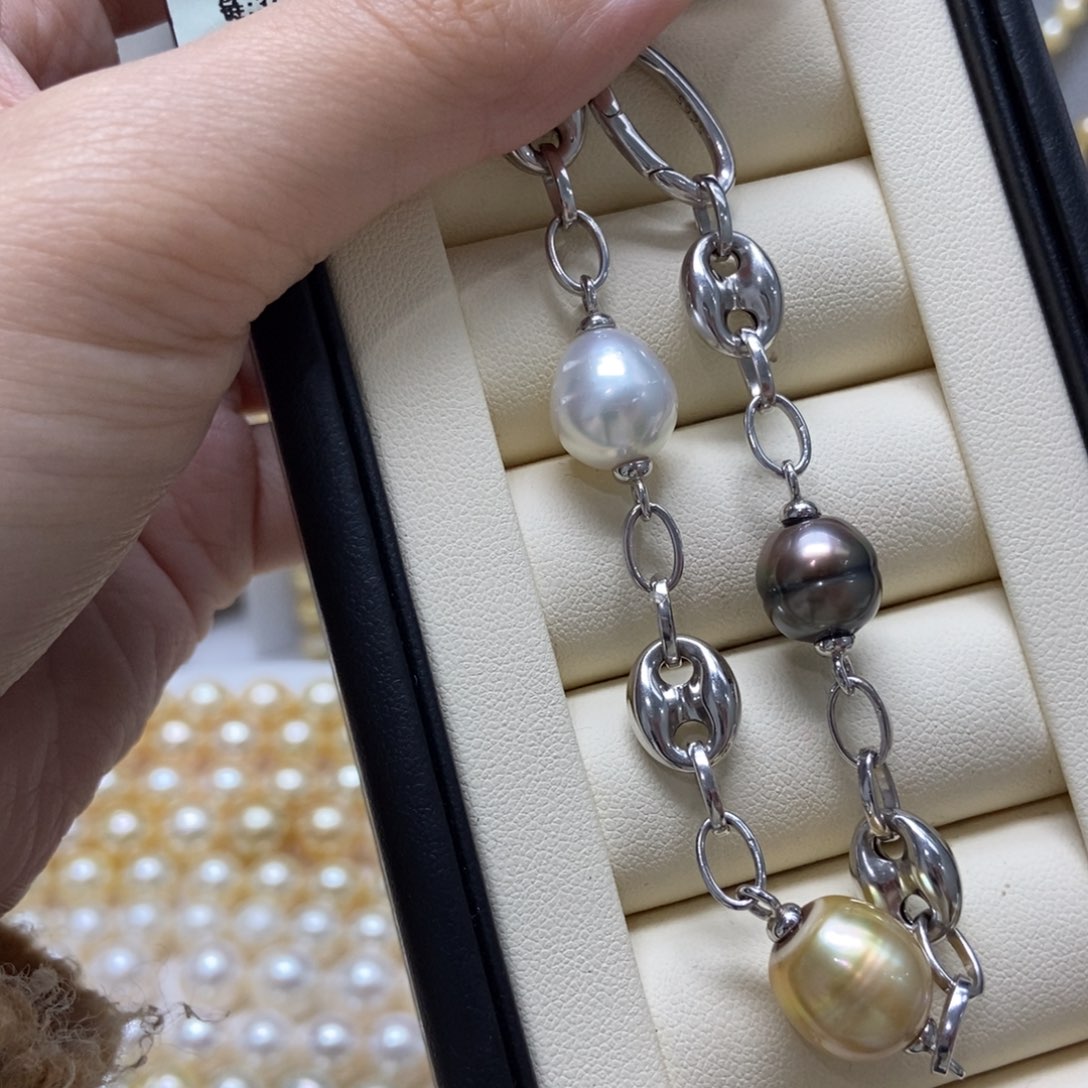 海水珍珠手链银S925镶嵌