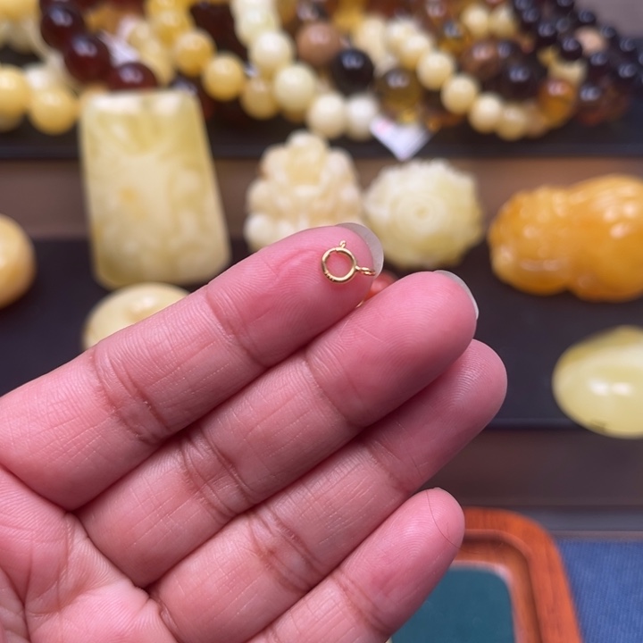 百***丽琥珀银S925镶嵌珠宝奇石M140号