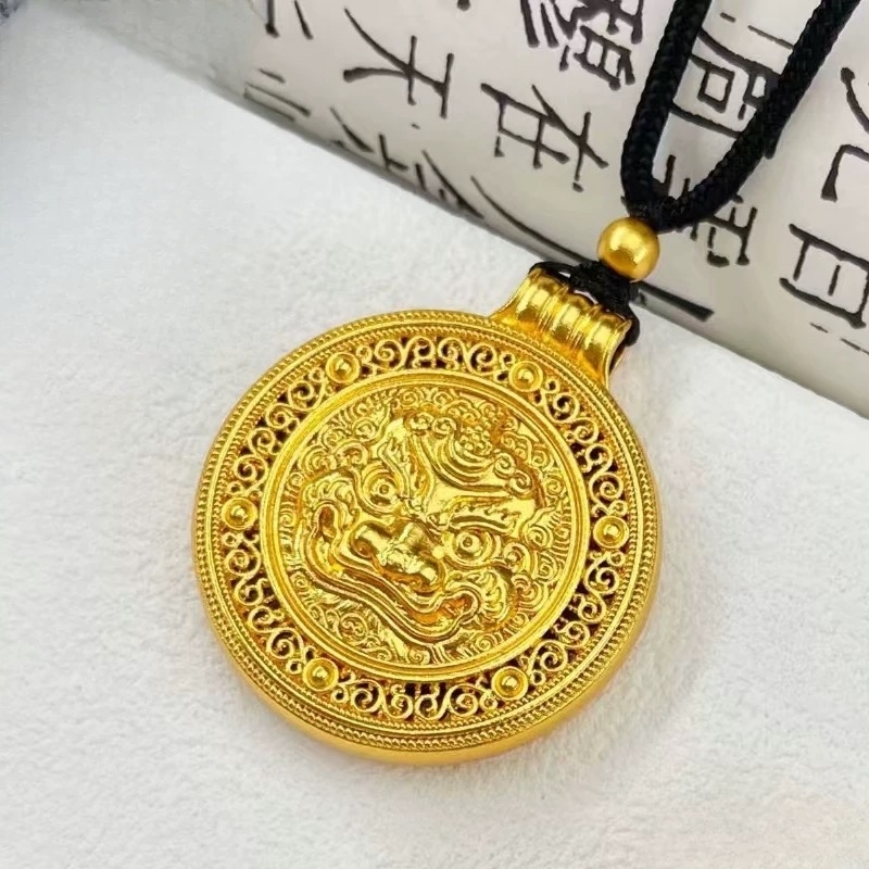 金店同款古法独角兽貔貅罗盘毛衣链韦雪同款貔貅罗盘挂坠
