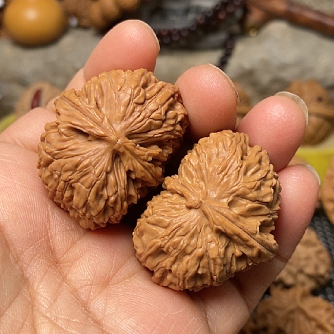 【闪购商品】把件文玩核桃球白双胞胎异型