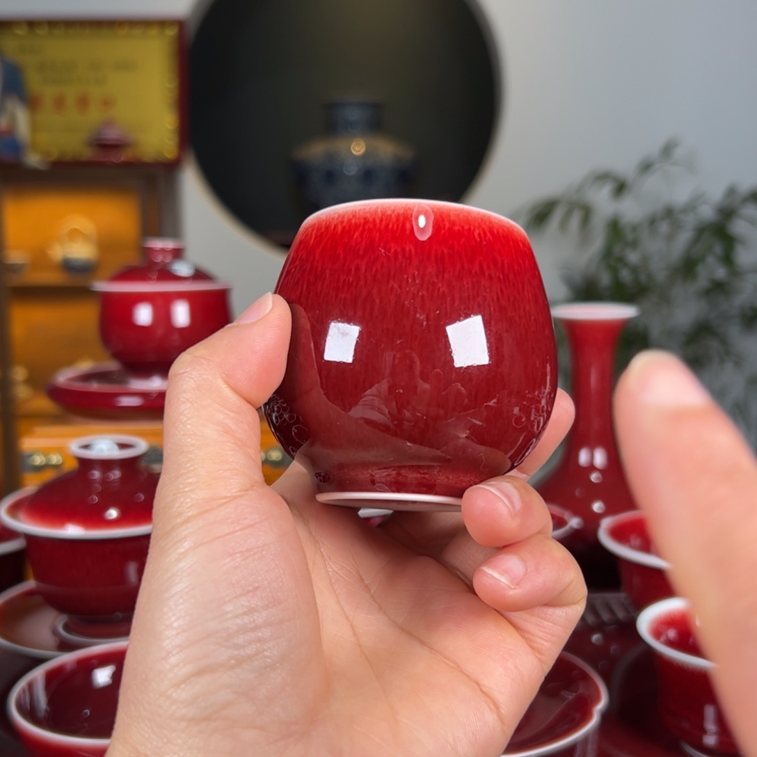 杯子景德镇原矿朗红杯杯