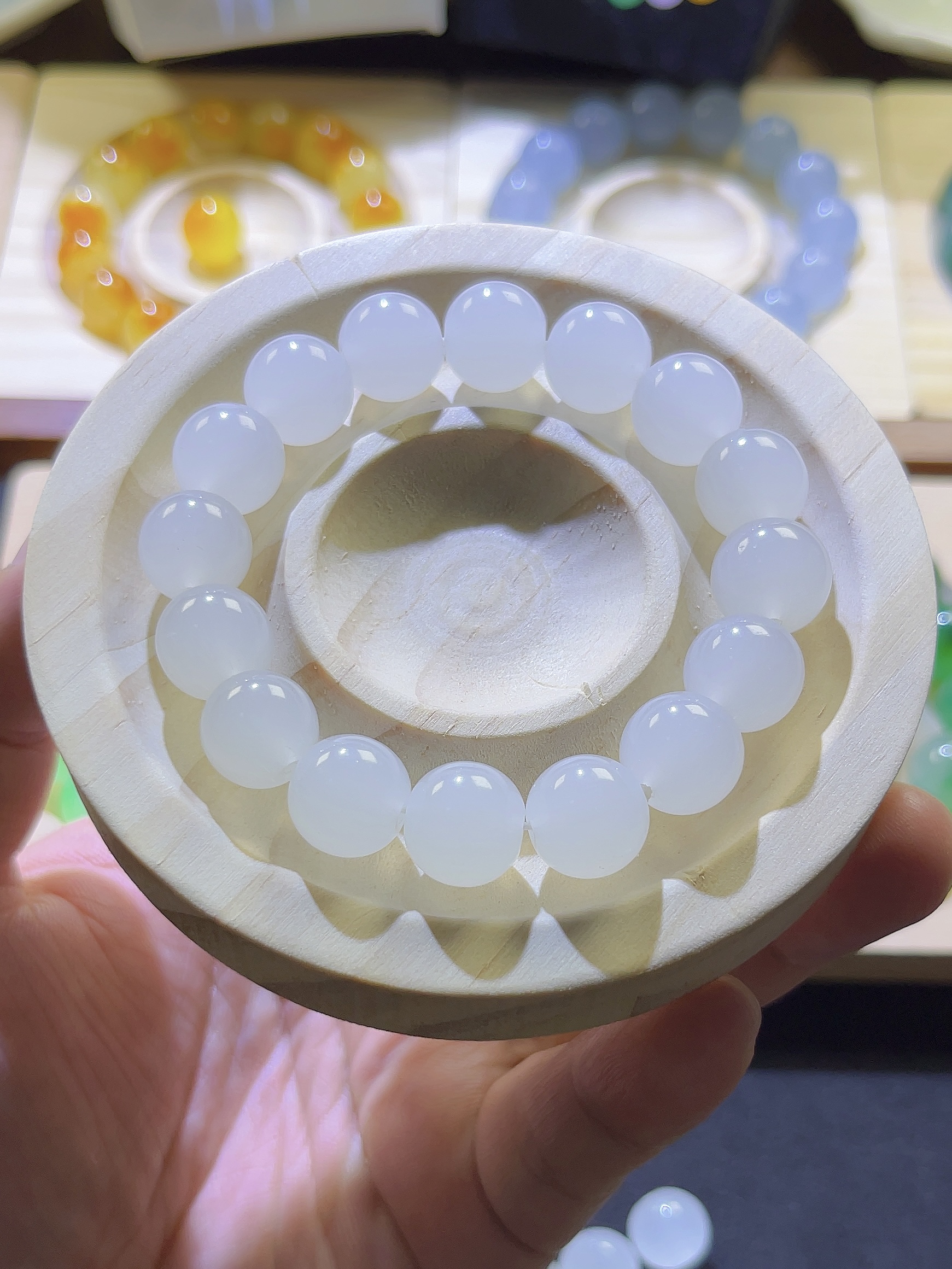 F卡12MM缅翠矿口白月光珠子多样性发一（BB012)