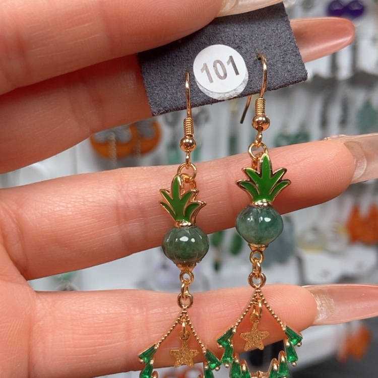 【闪购商品】翡翠耳饰银S925镀金镶嵌耳饰