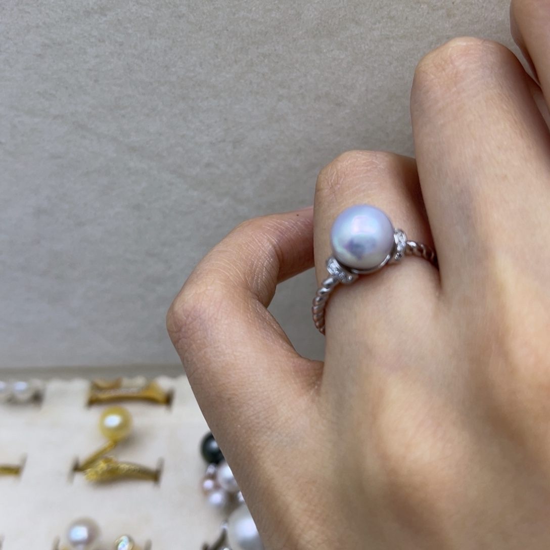戒指银S925镶嵌海水珍珠