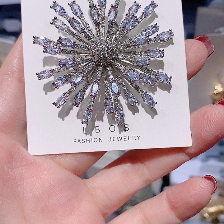 锆石铜合金烟 花胸针 紫色